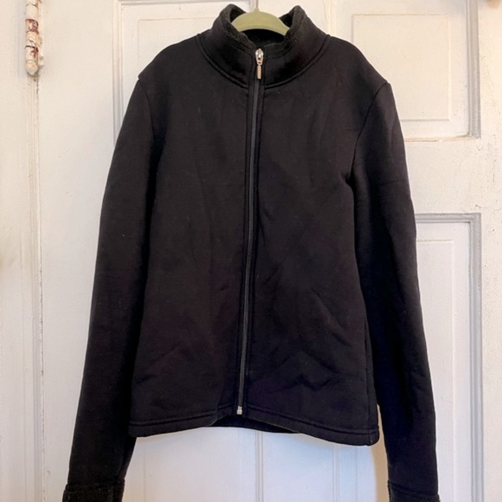 Chloe Noel girls black polar fleece skating jacket in size CL (child/lar…